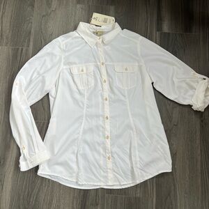 Royal Robbins Classic Whisper Weight White Shirt, Women’s Large, UPF50+. NWT